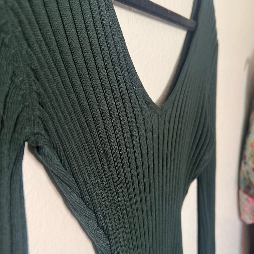 Fashion Nova Hunter Green Ribbed Knit Dress